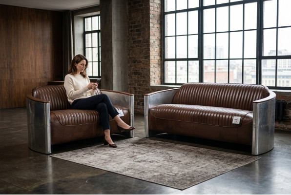 Sofa set 3+2 seater sofa couch set couch armchair leather vintage retro NEW
