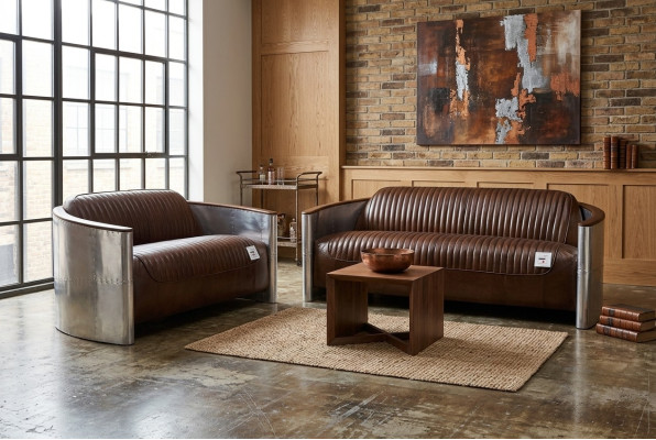 Sofa set 3+2 seater sofa couch set couch armchair leather vintage retro NEW