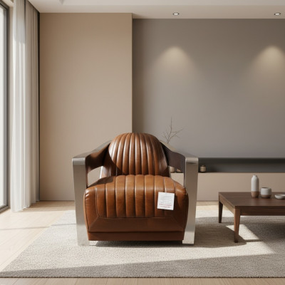 Armchair genuine leather design vintage design armchair aviator furniture leather