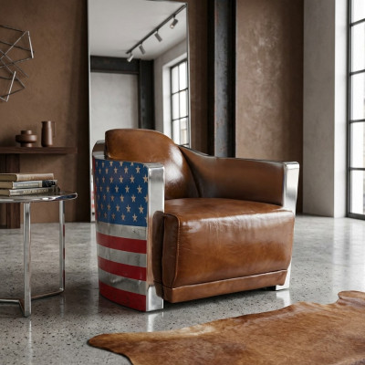Real Leather Vintage Leather Armchair Designer Chair Rocket Union Jack Vintage