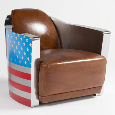 Real Leather Vintage Leather Armchair Designer Chair Rocket Union Jack Vintage