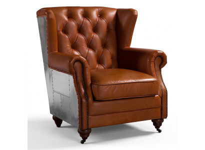 Wingback chair real leather vintage cigar wingback armchair TV armchair leather armchair