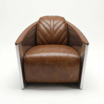 Leather armchair airplane aviator armchair lounge chair cocktail chair vintage