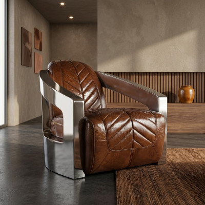 Vintage Retro Chair Leather Armchair Lounge Club Design Luxury Furniture Airplane