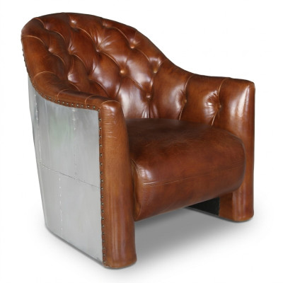 Aviator Chesterfield Vintage Leather Chair Lounge Chair Cocktail Chair vintage