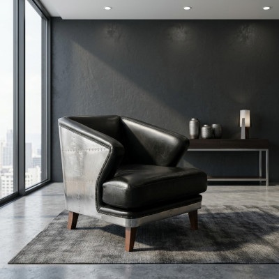 Club chair black leather leather armchair vintage armchair furniture relax