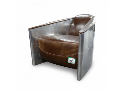 Aviator Sofa Armchair Genuine Leather Couch Club Lounge Vintage Aluminum Airplane Retro