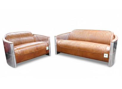 Luxury Vintage Aluminum Leather Sofa Set Metal Furniture Couches Sofas Upholstery