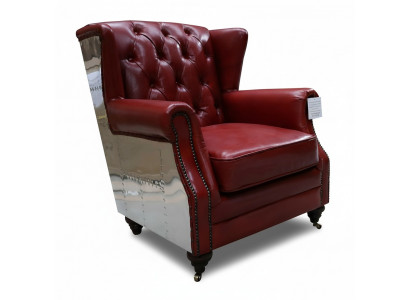 High-back armchair genuine leather vintage Chesterfield leather recliner leather armchair new