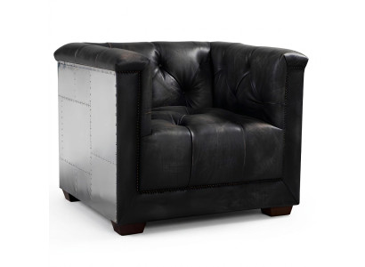 Black genuine leather armchair airplane design aviator armchair