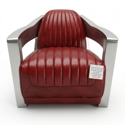Vintage red leather armchair real leather retro chair design club chair aviator