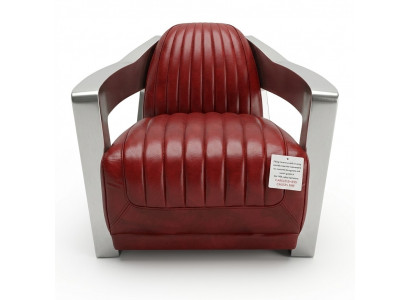 Vintage red leather armchair real leather retro chair design club chair aviator