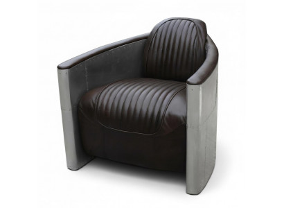 Aviator Sofa Armchair Couch Club Lounge Aluminum Airplane Retro Genuine Leather Vintage