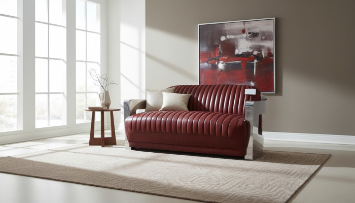 Vintage 2-seater leather sofa retro furniture sofa couch upholstered two-seater new