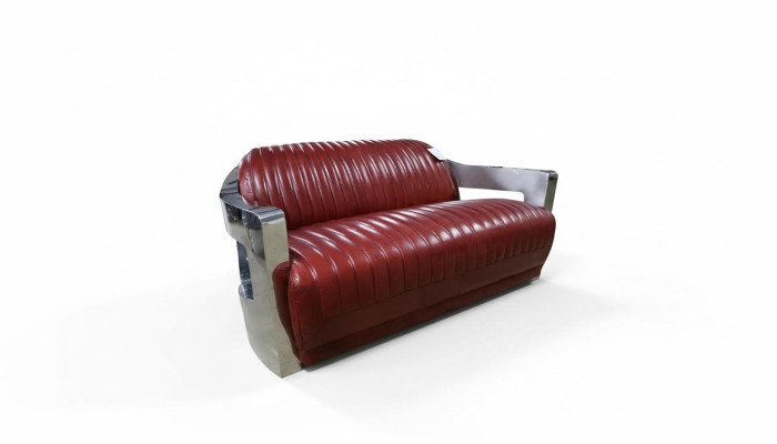 Vintage 2-seater leather sofa retro furniture sofa couch upholstered two-seater new