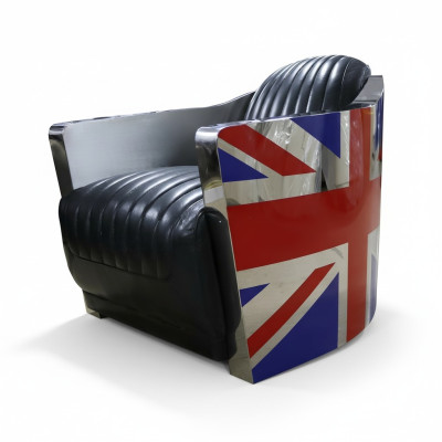 Genuine Leather Vintage Leather Armchair Deco Design Chair Rocket Union Jack Vintage
