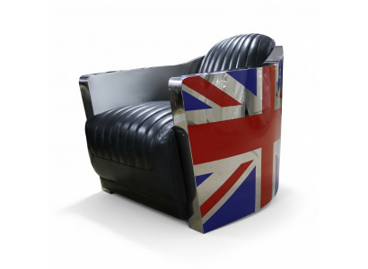 Genuine Leather Vintage Leather Armchair Deco Design Chair Rocket Union Jack Vintage