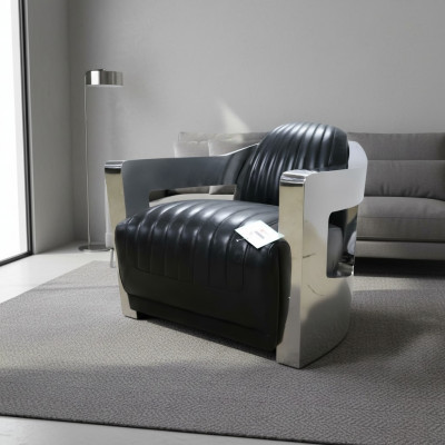 Leather armchair, armchair, aviator club chair, Art Deco cocktail chair, TV armchair, new.