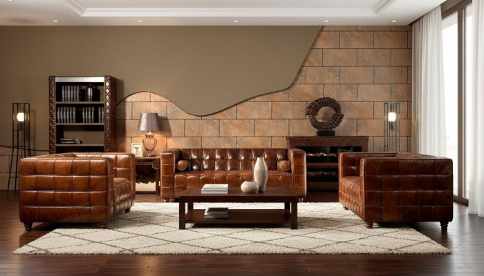 Classic genuine leather couch upholstery sofa set seating furniture couches 3-piece new