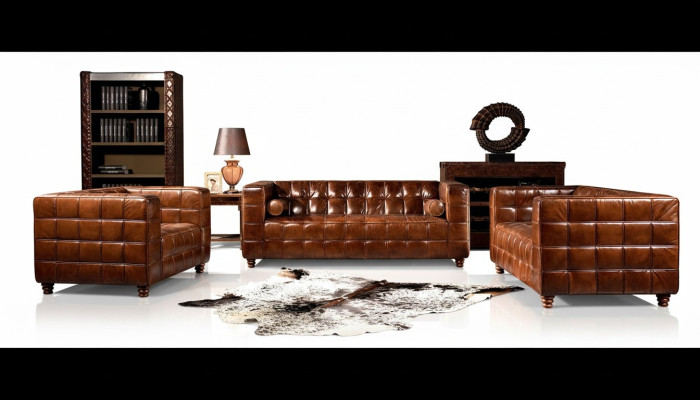 Classic genuine leather couch upholstery sofa set seating furniture couches 3-piece new