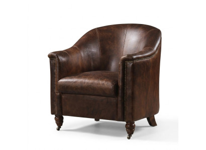 Vintage leather club chair, leather armchair, designer armchair, genuine leather retro sofa.