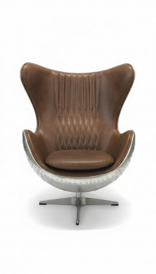 Egg chair leather brown metal silver wing chair egg chair aviator club