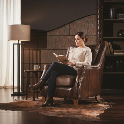 Wing chair armchair living room armchair upholstered armchair vintage genuine leather
