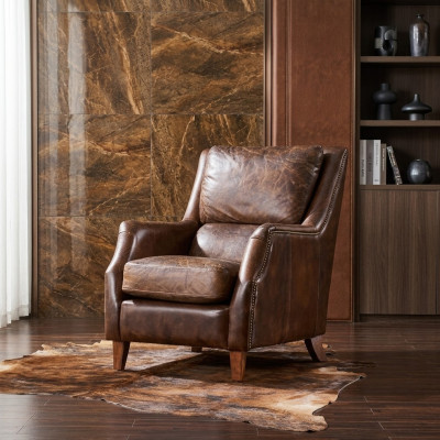 Wing chair armchair living room armchair upholstered armchair vintage genuine leather