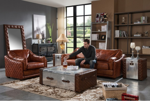 Chesterfield Sofa 3 Seater Chesterfield Brown Vintage Leather Furniture Style Three-seater