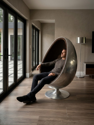 Design Retro Lounge Chair Seat Egg Ball Silver Swivel Aviator Space