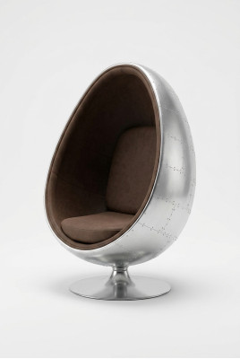 Design Retro Lounge Chair Seat Egg Ball Silver Swivel Aviator Space
