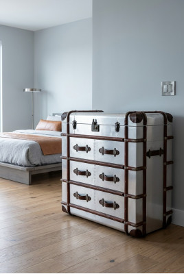 Dresser Aluminum Vintage Suitcase Sideboard Aircraft Aviator Designer Furniture