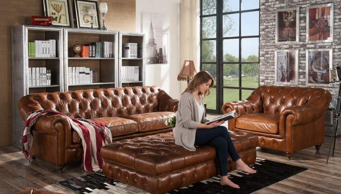 Design Chesterfield Three-Seater 3 Seater Leather Couch Upholstered Sofas Sofa Seat New