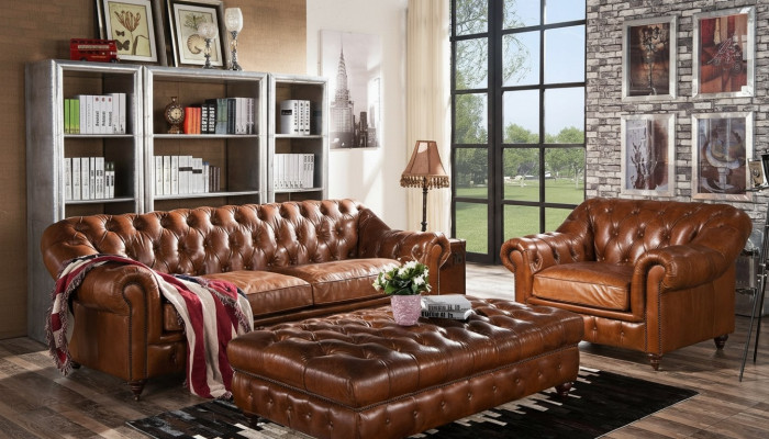 Design Chesterfield Three-Seater 3 Seater Leather Couch Upholstered Sofas Sofa Seat New