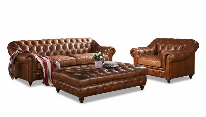 Design Chesterfield Three-Seater 3 Seater Leather Couch Upholstered Sofas Sofa Seat New