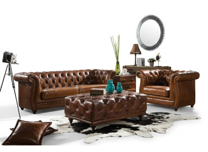 Design club sofa 3-seater sofa leather sofa three-seater vintage leather NEW
