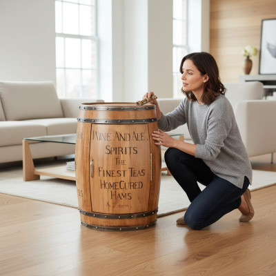Barrel wine rack home bar vintage wood bar table wooden cabinets round new