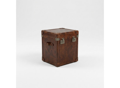 Side Table Vintage Leather Cube Chest Coffee Table Sofa Living Room Table Suitcase
