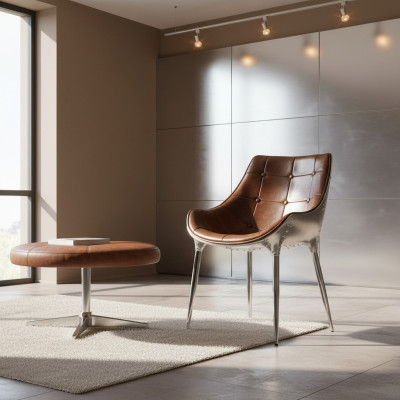 Design upholstered chair chairs seat back office dining room 1x chair leather chair