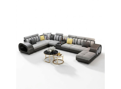 Leather sofa with USB couch designer sofa U shape corner set upholstery corner big new