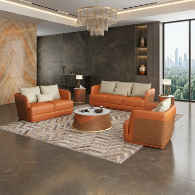 Luxury Sofa Design Couch Upholstery Modern Sofas 3-Seater Three-Seater Orange Big XXL