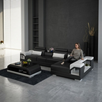 Couch Corner Sofa Leather Living Area Set Design Modern Sofa L-Shape with USB