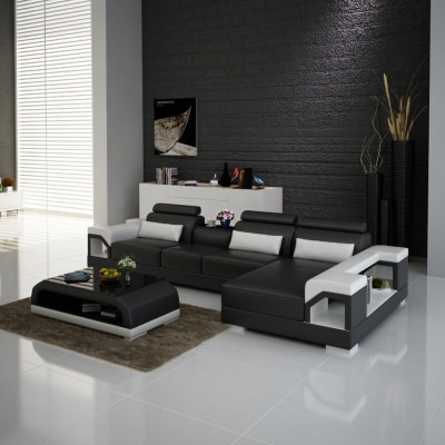 Couch Corner Sofa Leather Living Area Set Design Modern Sofa L-Shape with USB