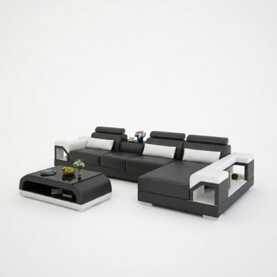 Couch Corner Sofa Leather Living Area Set Design Modern Sofa L-Shape with USB