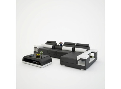 Couch Corner Sofa Leather Living Area Set Design Modern Sofa L-Shape with USB