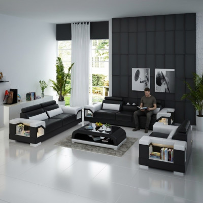 Leather sofa couch sofa set 321 set design modern sofa USB seat sofas