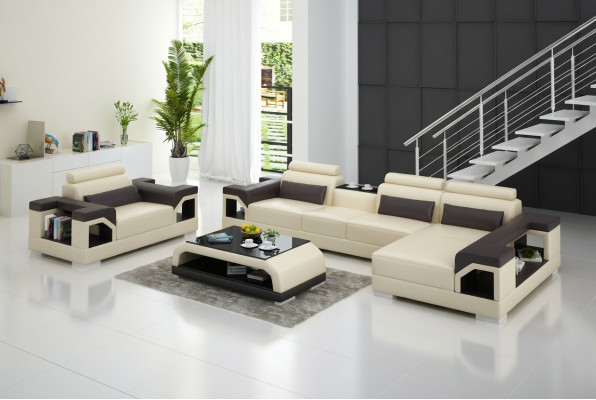 Living room corner sofa L shape armchair set suite modern sofa leather seating corner