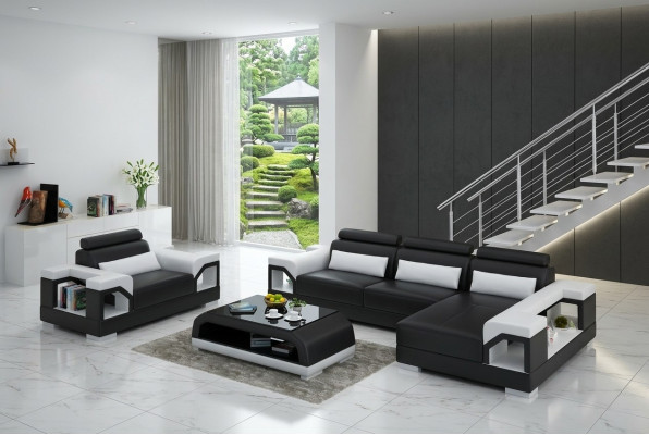 Living area corner sofa L-shape armchair set furnishing modern sofa leather couch new