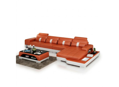 Leather sofa L-shape couch living landscape corner sofa set design modern sofa USB new