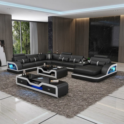 Corner sofa upholstery corner sofa U-shape coffee table sideboard leather sofa living landscape new